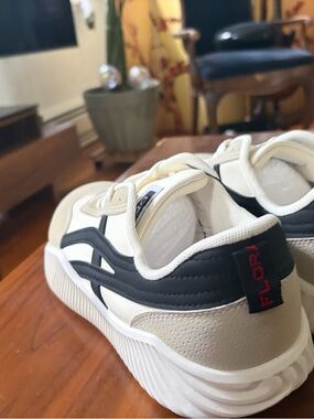 FLORL White and Black Platform Sneakers